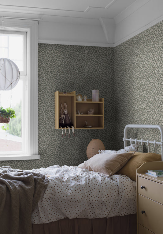 Papier peint Borastapeter - Skogsblomst - Vert/Gris