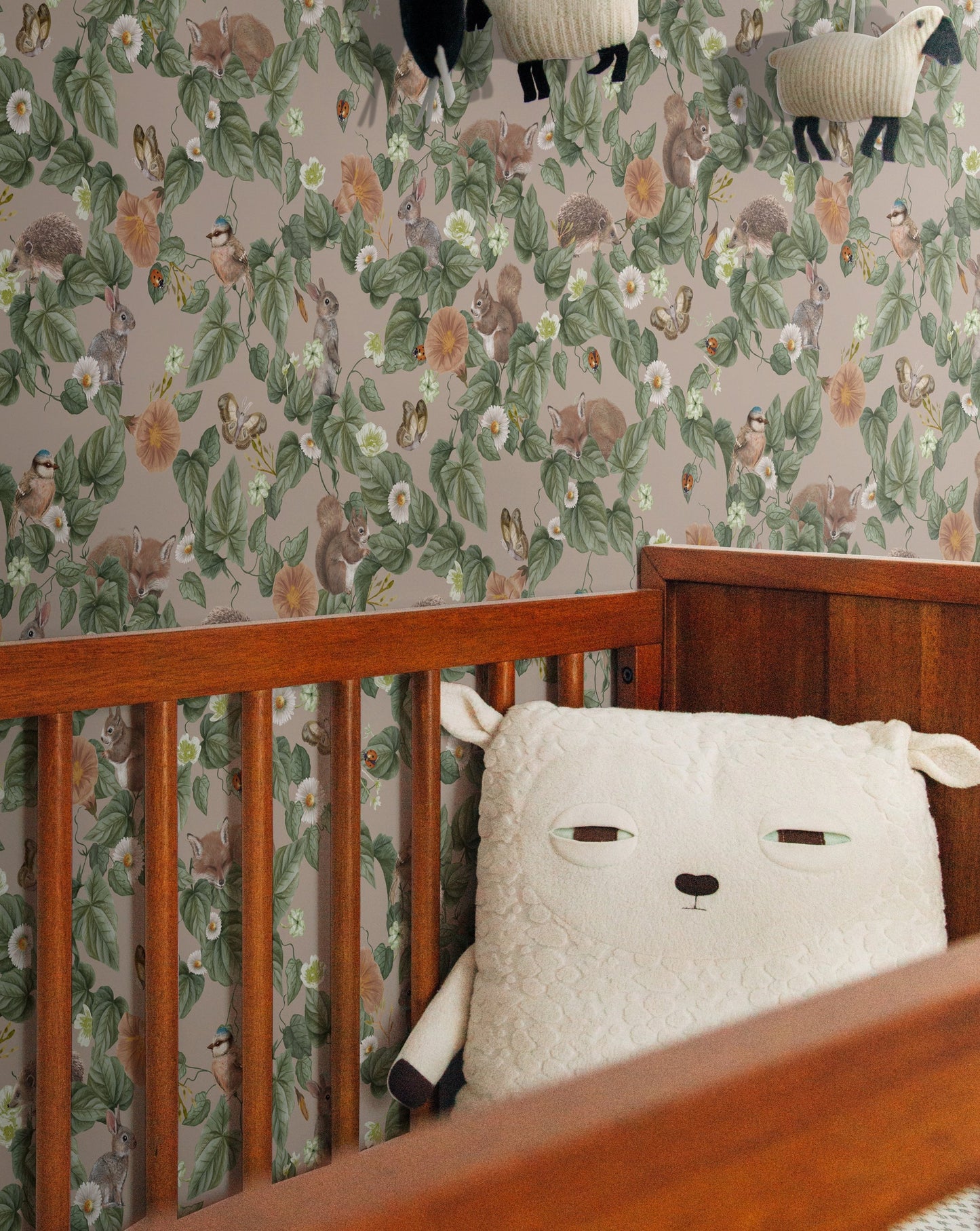 Nursery Wallpaper - Forest Lullaby - Dusty Rose