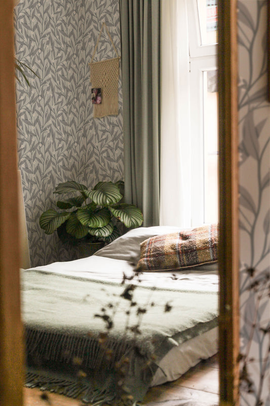 Papier peint Summer Gray - Anémone - Bleu gris