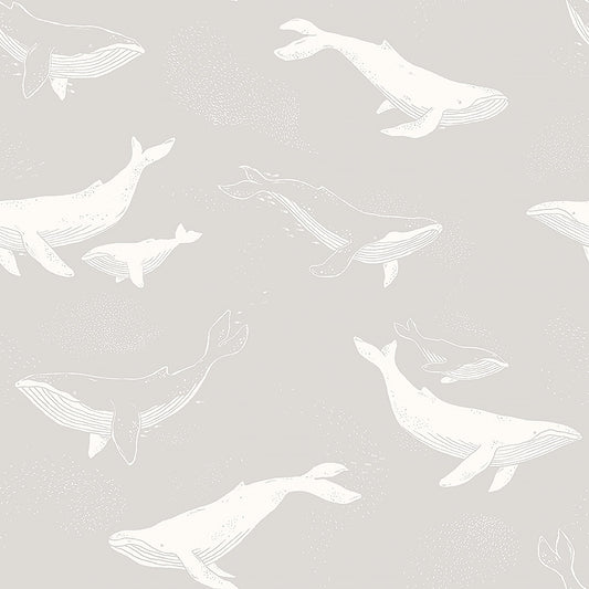 Papier peint Borastapeter - Baleines - Gris