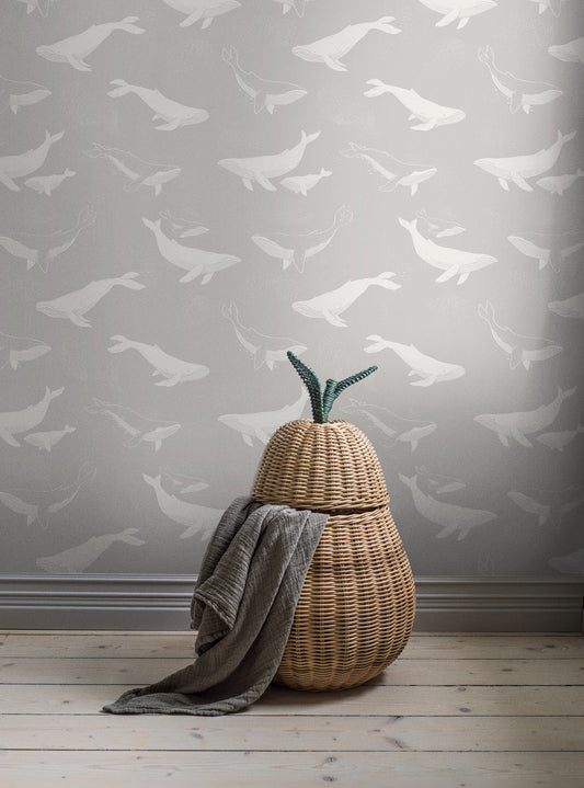 Papier peint Borastapeter - Baleines - Gris
